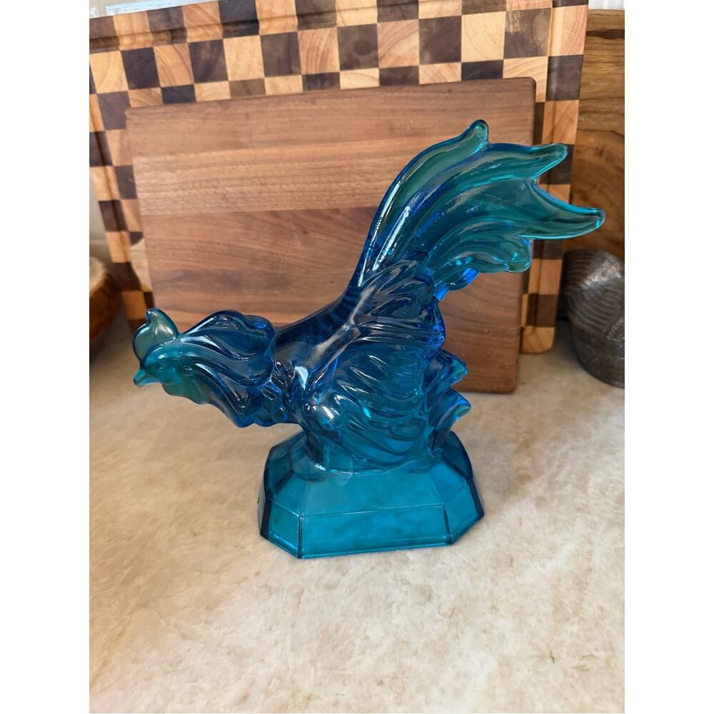 Vintage L.E. Smith Glass Blue Rooster - Picture 8 of 13